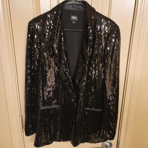 INC International Concepts Women's Shimmering Black Sequin Blazer